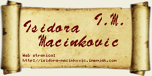Isidora Mačinković vizit kartica